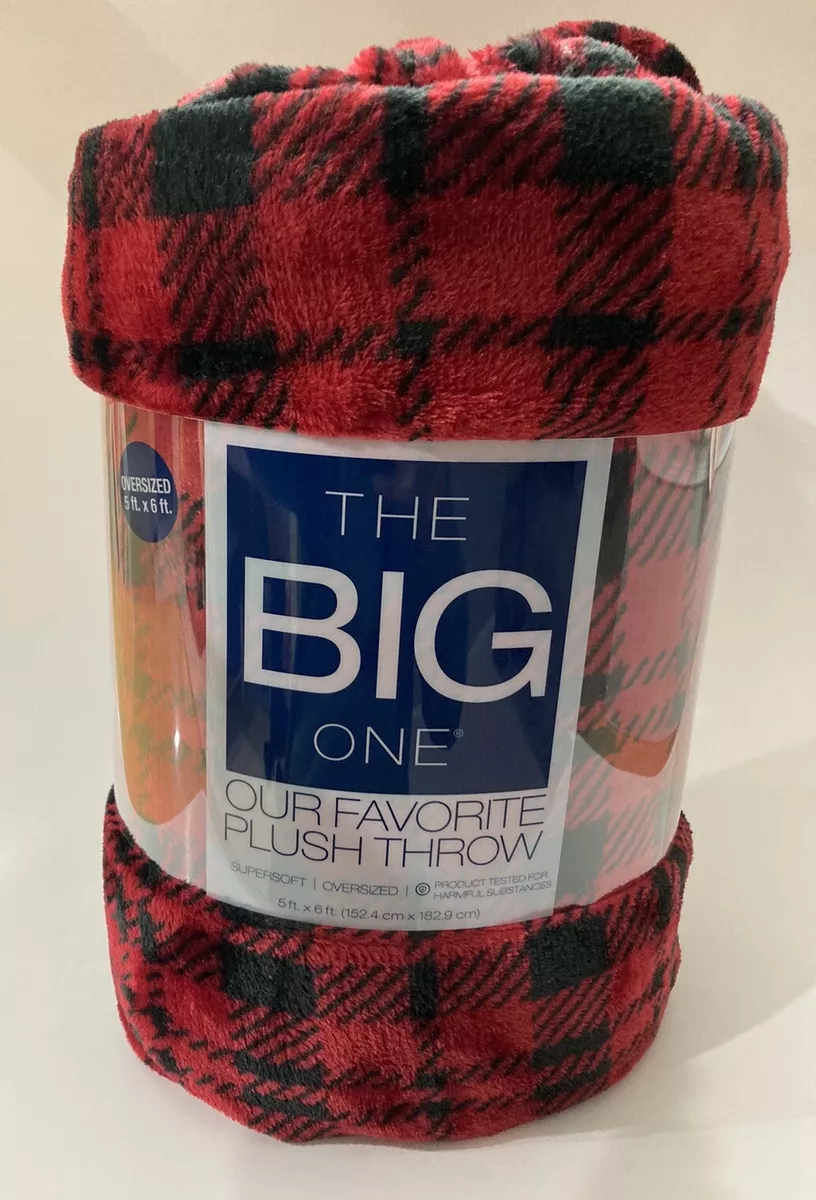 NWT Kohl s The Big One Red and Black Plaid Oversized Soft Plush Throw 5ft x 6ft