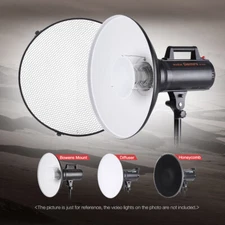 16'' Reflector Beauty Dish with Honeycomb Grid for Bowens Mount Flash Light W0P8