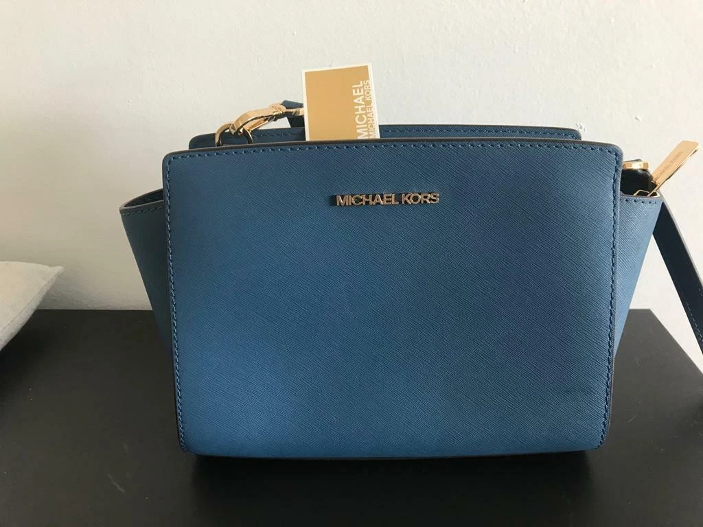 MICHAEL KORS SELMA MEDIUM LEATHER SATCHEL SHOULDER CROSSBODY BAG - ADMIRAL  BLUE