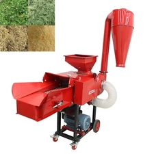 Dry-Wet Straw Hay Cutter Crusher Grain Grinder with Conveyor&Dust Collector 220V