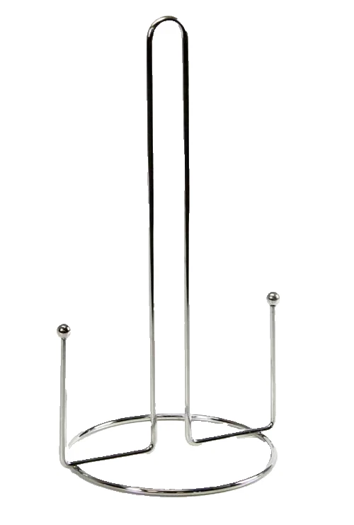 PORTAROTOLO DA TAVOLA METALLO CARTA CUCINA ROTOLONI ARGENTO CROMO ELEGANTE 29 cm - Immagine 3 di 4