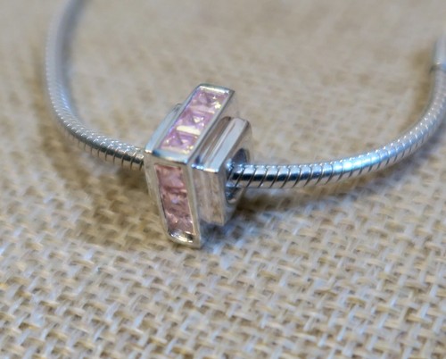 925 ECHT SILBER *** Charm Bead Armband-Modul Anhänger mit Zirkonia pink / rosa - Picture 14 of 35