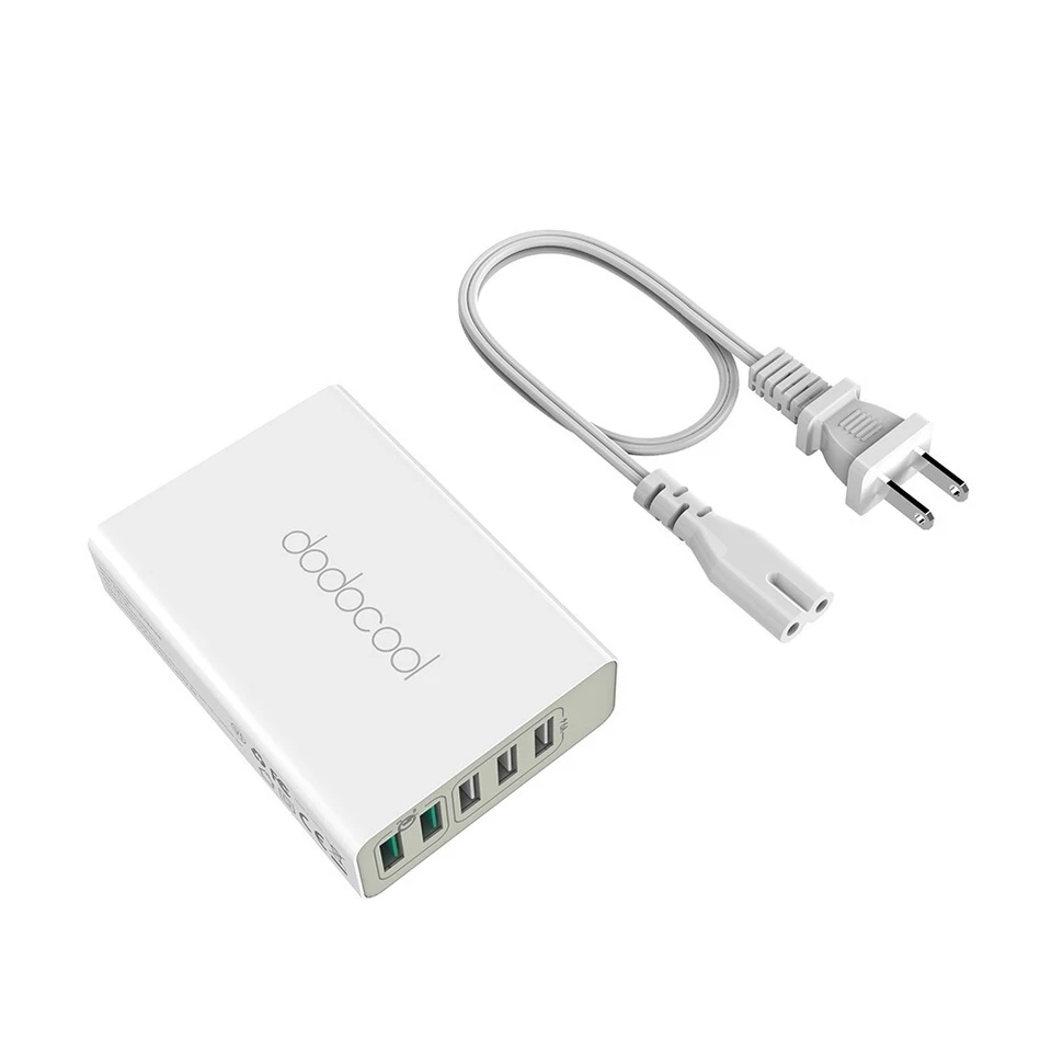 dodocool USB Charger 5 Ports Desktop Charging Station with Dual Quick Charge 3.0 - Image 2 of 4