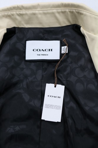 COACH CG042 Solid Short Trench Coat Bone M Double Breast Belted Adjustable Cuff - Picture 15 of 24