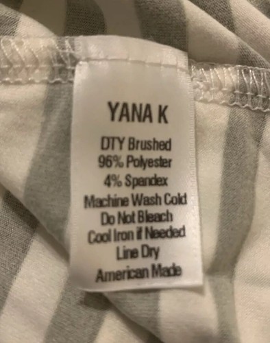 Yana K Top Women’s Blue White Large Brush Stripes Mia Pullover Short Bell Sleeve - Afbeelding 6 van 9