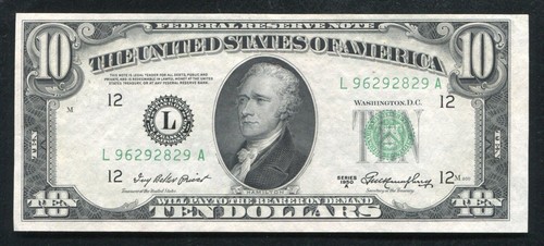 fr. 2011-L 1950-A 10 $ FRN FEDERAL RESERVE NOTE SAN FRANCISCO, CA BANKFRISCH