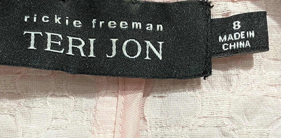 Blazer Rickie Freeman Teri Jon rosa acabamento em renda tamanho 8 feminino strass botão para cima - Imagem 3 de 4