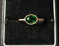 Vintage Style Green Gemstone Ring 18K Gold Plated