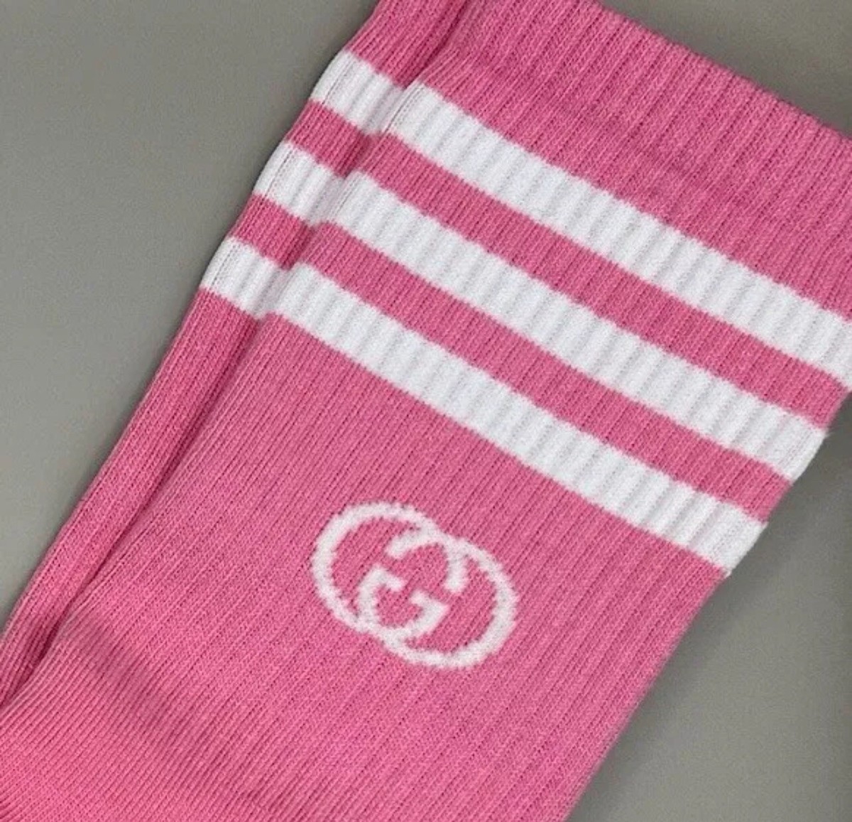 Gucci x Adidas GG Logo Socks Pink White Size L NWT Authentic | eBay