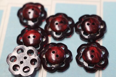 Bouton Ancien En Galalithe Bordeaux - Mercerie Vintage - Lot De 1 à 10 Pièces