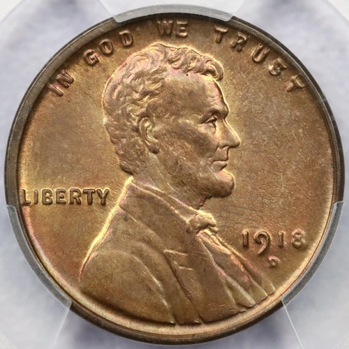 1918-D 1c Lincoln Wheat Cent - PCGS MS 63 RB