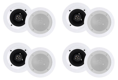 8) Rockville CC4T White 4'' Commercial 70v Ceiling Speakers For Restaurant/Cafe