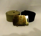 VINTAGE WW2 MILITARY BELT X2 WITH 1 SOLID BRASS BUCKLE #1