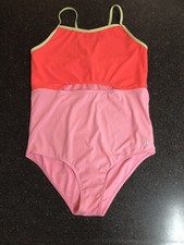 Hurley Girls XL 14/16 Ribbed Cut Out Tummy Lined One-Piece Swimsuit Orange/Pink