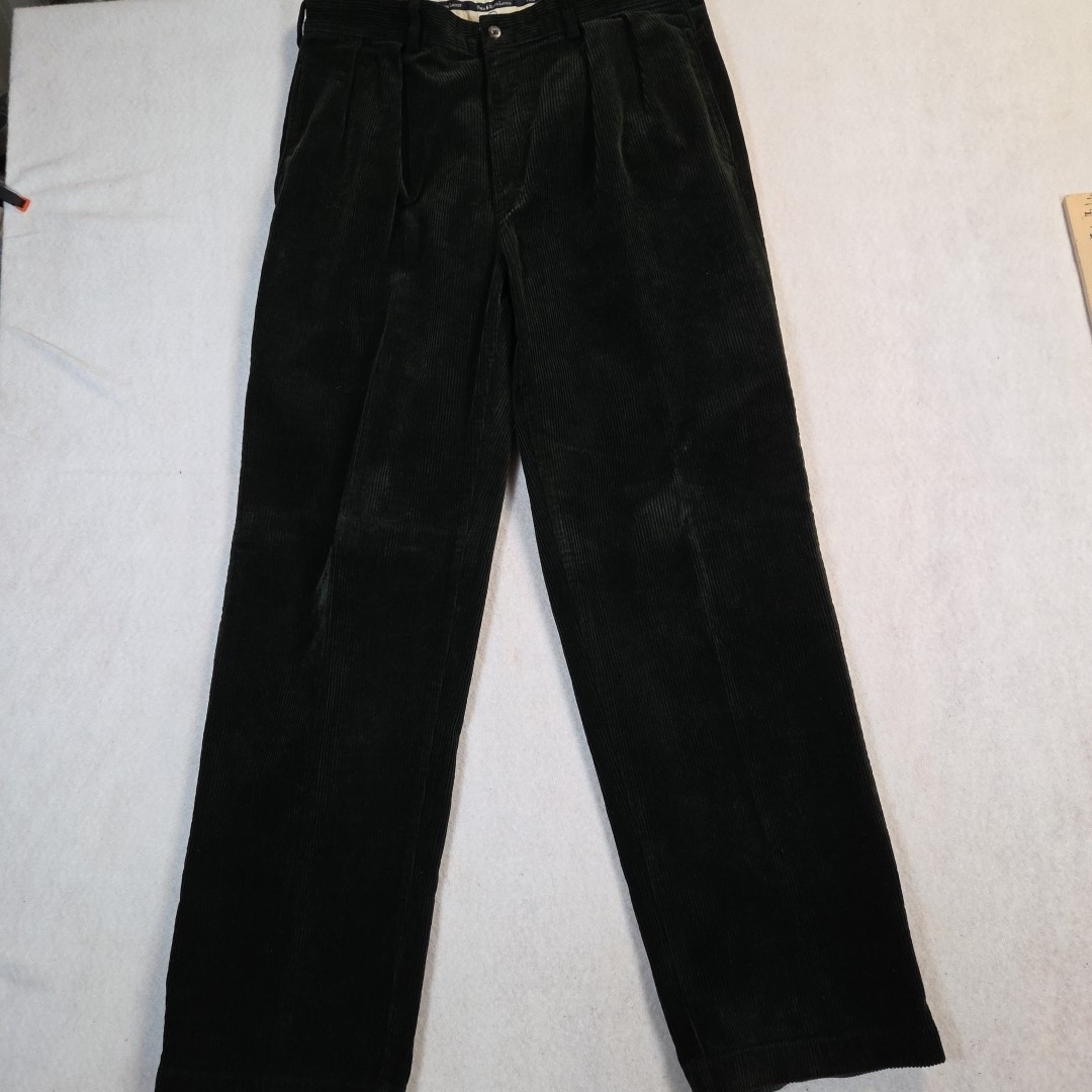 VTG Polo Ralph Lauren Mens Andrew Pants Cords Corduroy 35 / 32 Brown 100% Cotton