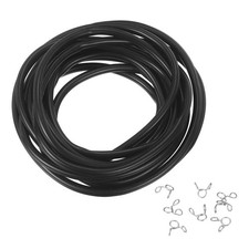 1 Set Silicone Tubing, 5mm ID x 8mm OD 16Ft with 24 Pcs Clamps, Black