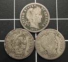 1914-P 1915-P 1916-P Lot of 3 Barber Dime 10C 90% Silver Avg Circulation AG