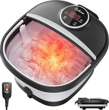 Heated Collapsible Foot Spa Bath Massager with Bubbles Red Light Timer