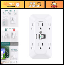 6-Outlet Surge Protector with 4 USB Ports, Multi Plug Wall Charger for Home Offi