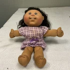 Vintage Cabbage Patch Kids Doll – Black Hair, Plaid Dress Outfit Feet Dirty 3382