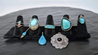 Vintage 925 Sterling Silver Jewelry Lot 32g: Turquoise Rings+Pendants 💍