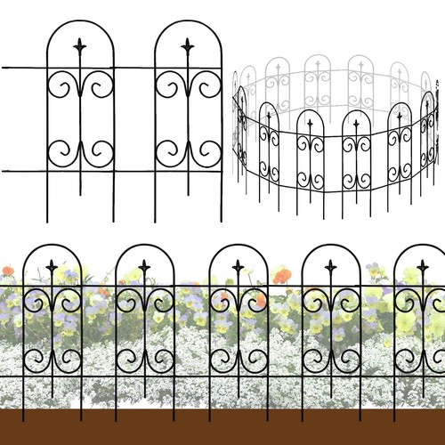 Metal Decorative Garden Fence Border 32 in .H x 17.5 in .W (14 Panels, Total ...