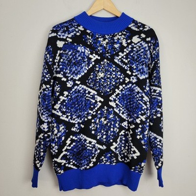 MSGM Milano Knit Wool Blend Sweater Size XS Blue Oversized Classic Designer READ