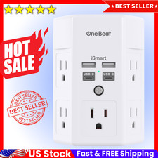5 Outlet Extender Surge Protector Multi Plug Wall Adapter USB Charger Ports with