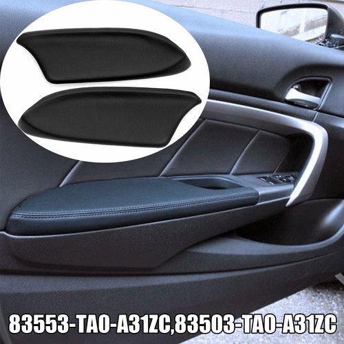 Pair For Honda Accord 2008-12 Sedan Front Door Panel Armrest Cover Leather Black - Picture 3 of 11