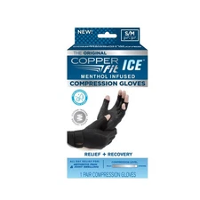 Copper Fit ICE Menthol Infused Compression Gloves, S/M