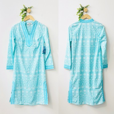 Coolibar NWT UPF 50+ Blue White Sampika Tunic Coverup Dress Women s Size XS