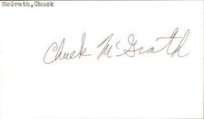 Chuck McGrath Signed 3x5 Index Card Cut Autograph Den