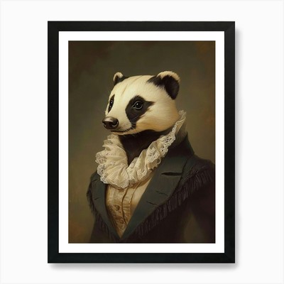 Royal Lady Badger Vintage Portrait, gerahmtes Wandbild Poster Leinwanddruck Bild