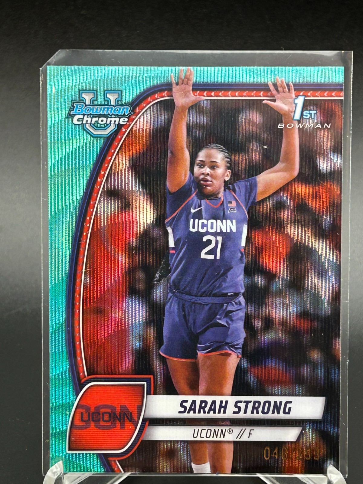 Sarah Strong 1st Bowman U Chrome 2024-25 Aqua Wave Refractor card /299 UConn
