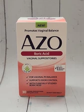 AZO Boric Acid Vaginal Suppositories for Odor Control, HSA/FSA Eligible 30 Count