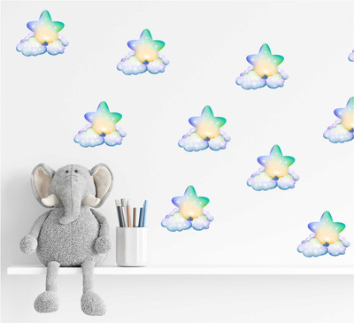 24 Pastell Stern Wolke Vinyl Aufkleber Sticker Wandbild Kinder Kids eo433