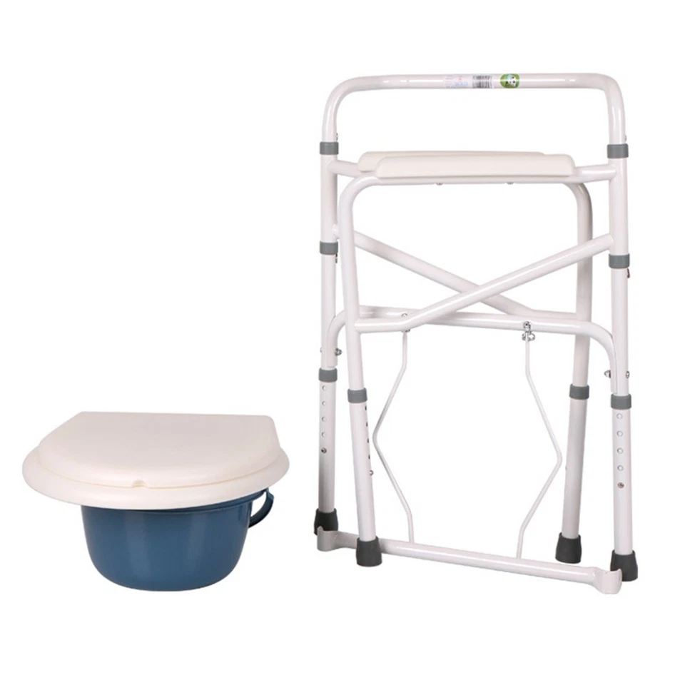 Elderly pregnant women folding commode chair mobile adjustable shower chair - Image 3 of 4