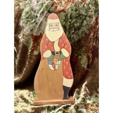 Rustic wooden folk art vintage Santa