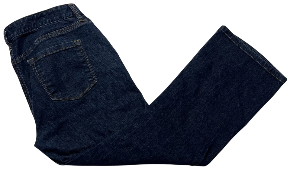 Pantalones de mezclilla Ann Taylor Loft para mujer (10P) azul moderno corte bota elástico lavado oscuro Foto 3 de 4