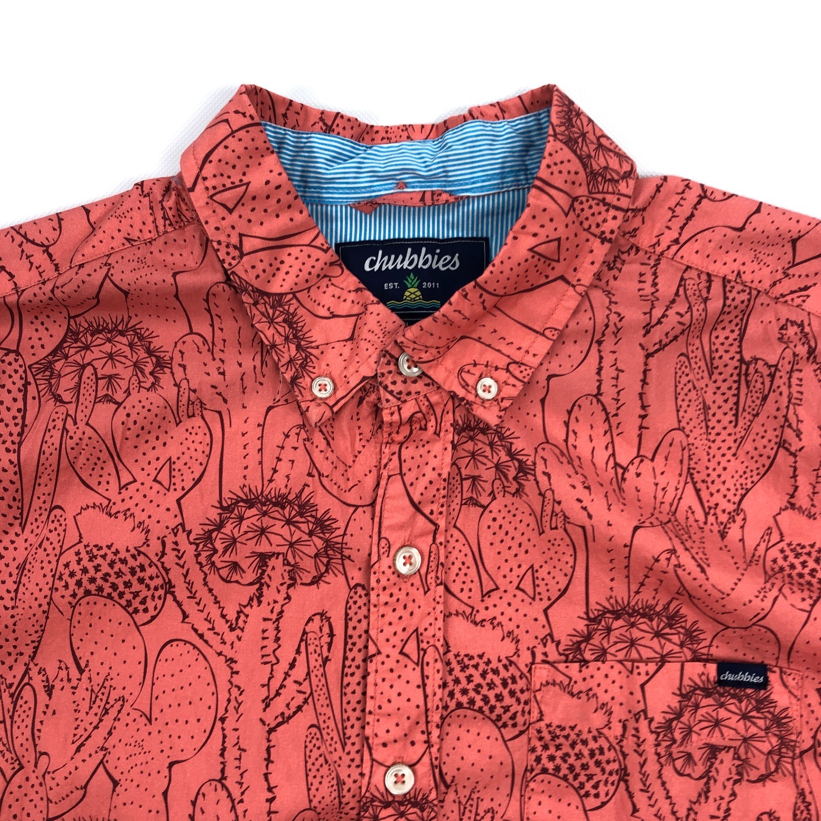 Chubbies Shirt Mens Large Cactus Print Short Sleeve Button Up