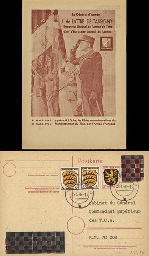 NEY46-3D : 1946 - France Entier postal de Lattre de Tassigny - 6Pf rose Hitler e - Picture 1 of 1