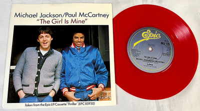 MICHAEL JACKSON / Paul McCartney The Girl Is Mine 7'' UK Red Vinyl 1983 MJ1-5