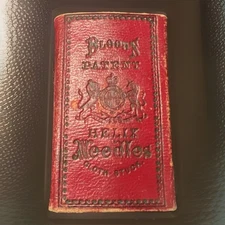 Antique Victorian Blood's Patent Helix Sewing Needles Leather Case Kit Pouch