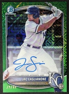 2025 Bowman Chrome Green MoJo Auto /99 Jac Caglianone K.C. Royals # BMA-JC