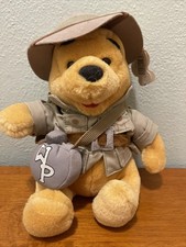 Vintage Disney Winnie the Pooh Safari Bean Bag 10" Plush w/Canteen  Hat w/ Tag