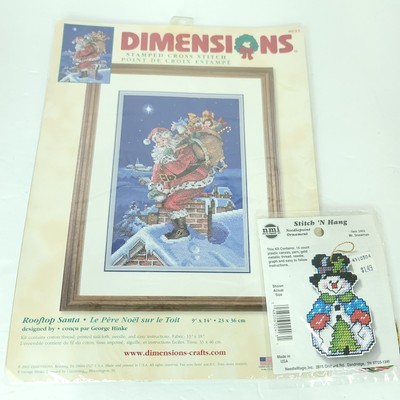 Dimensions Stamped Cross Stitch Kit #8691 Rooftop Santa Claus Xmas