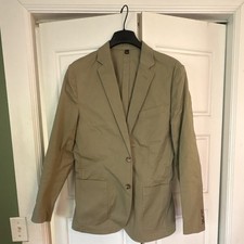 J.CREW Men's Beige Cotton Twill Regular Fit Two-Button Notch Blazer 36