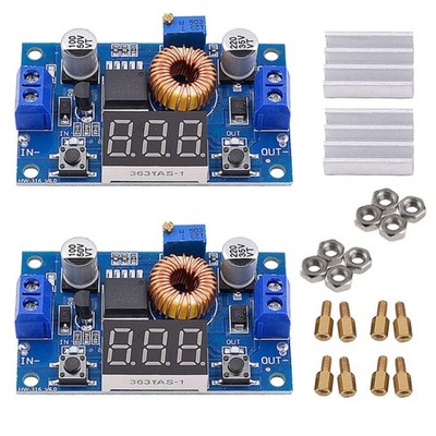 Step Down Modul Hochleistung 5A 75W DC-DC LED Anzeige 2er Set