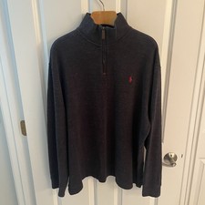 Polo Ralph Lauren Men XXL 2XL 1/4 Zip Pullover Sweater SweatShirt Gray Grey RL