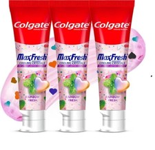 Colgate MaxFresh Rainbow Fresh Gel Toothpaste Cooling Mint Fresh 3 X 100g